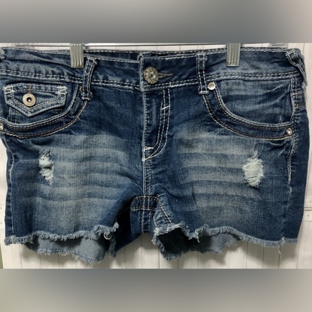 🧧Amethyst Distressed Cut Off Blue Denim Jean Shorts Size 9